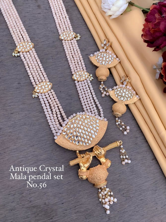 3 Designer Antique Crystal Mala Pendant Set Wholesale Market In Surat
